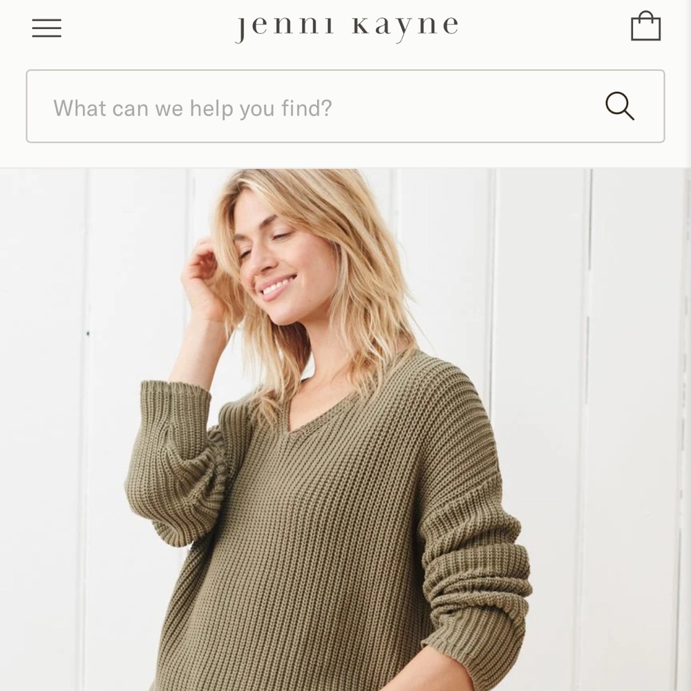 Jenni Kayne cotton cabin sweater in green. Size women’s medium